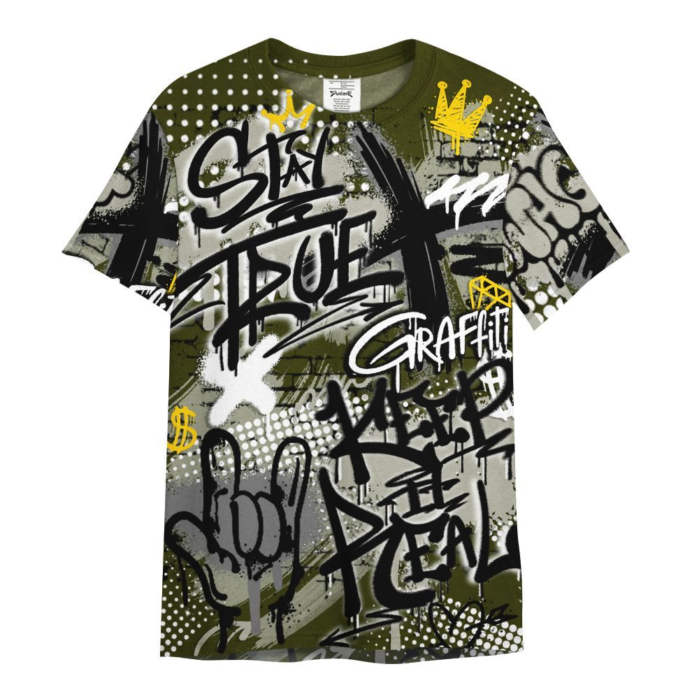 Shirt To Match Dunk Low Pale Ivory Cargo Khaki - True It Real Graffiti Streetwear All Over Print