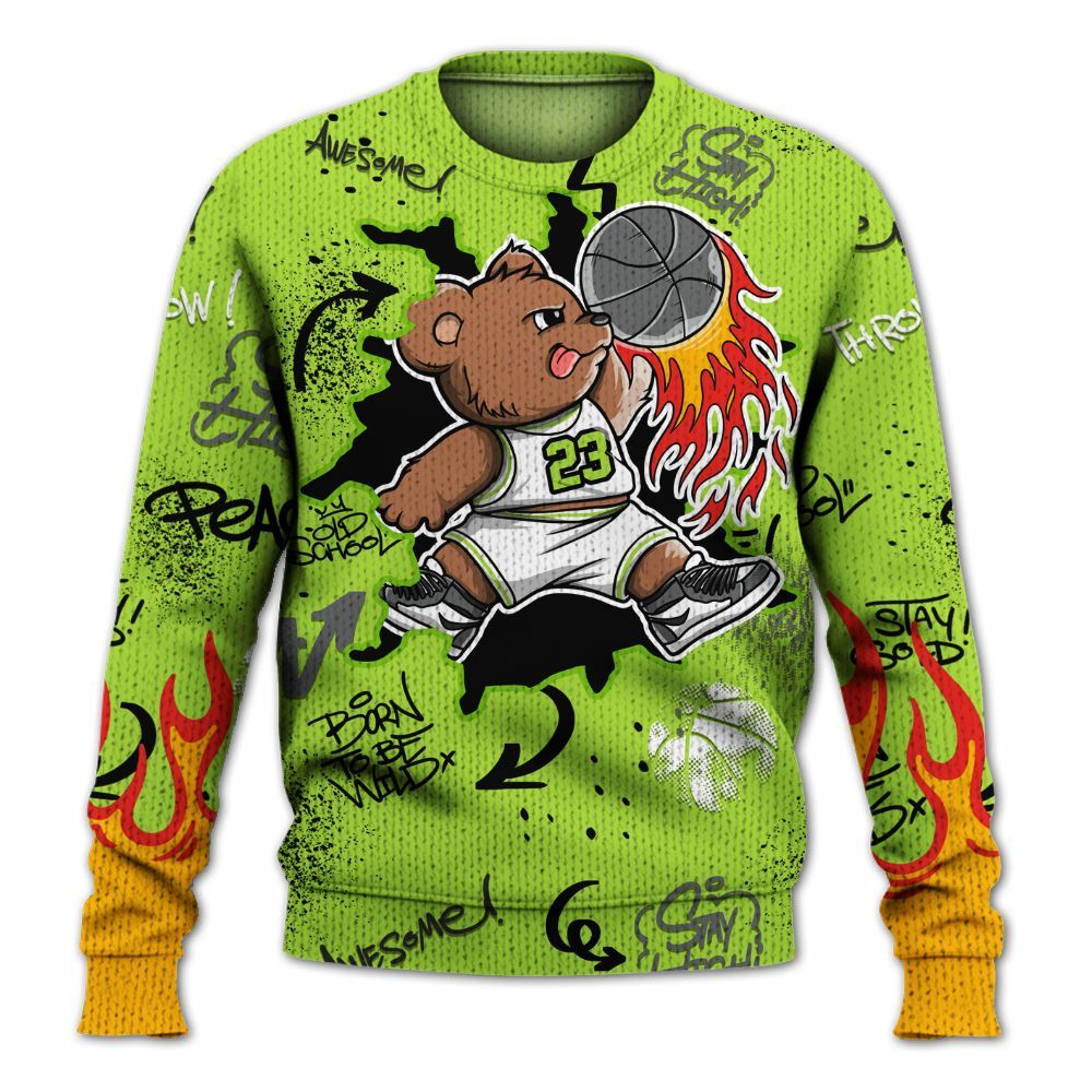 Knitted Sweater To Match Air Max 95 Neon - Number 23 Basketball Bear Custom Name