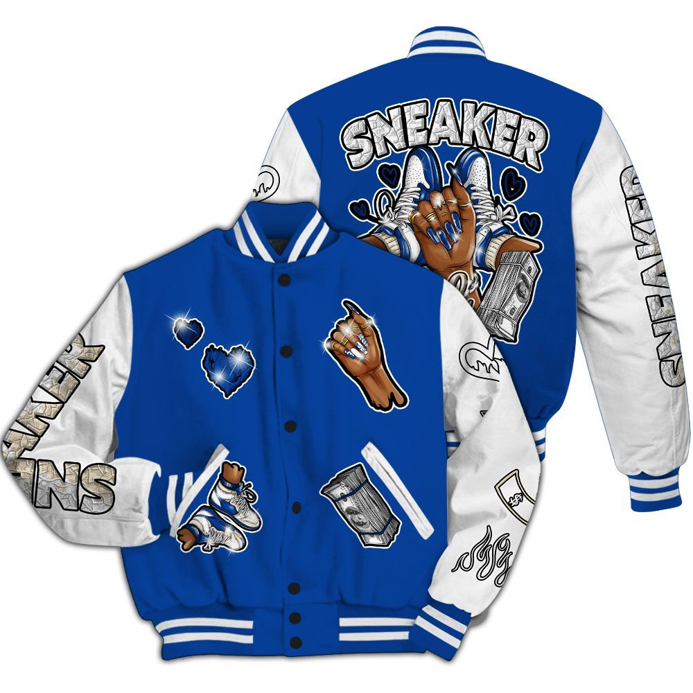 Varsity Jacket To Match Low Game Royal 1s - Sneakerz Girlz All Over Print