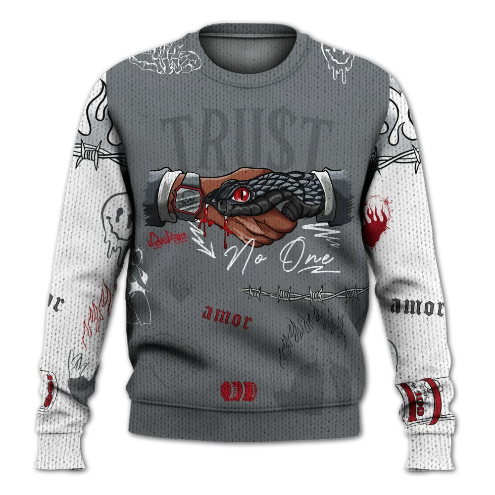 Knitted Sweater To Match Retro Fire Red 9s - Snake Trust No One