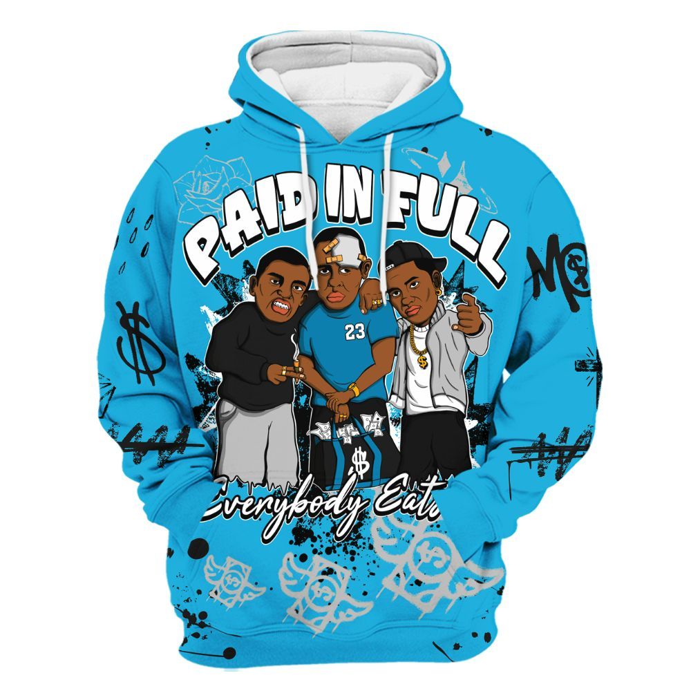 Hoodie To Match Black University Blue 2026 14s - Everybody Paid In Full Crayon All Over Print