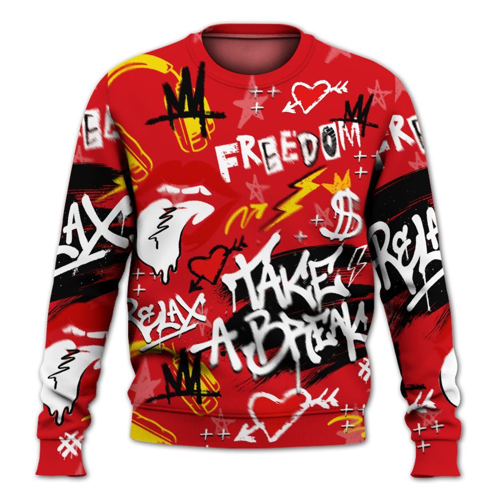 Sweatshirt To Match Ferrari 14s - Take Break Freedom Graffiti Streetwear All Over Print