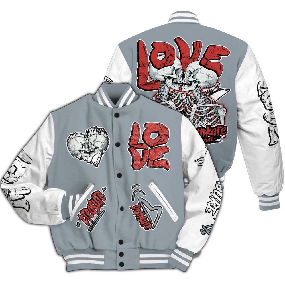Varsity Jacket To Match Wolf Grey 13s - Skull Bear All Over Print