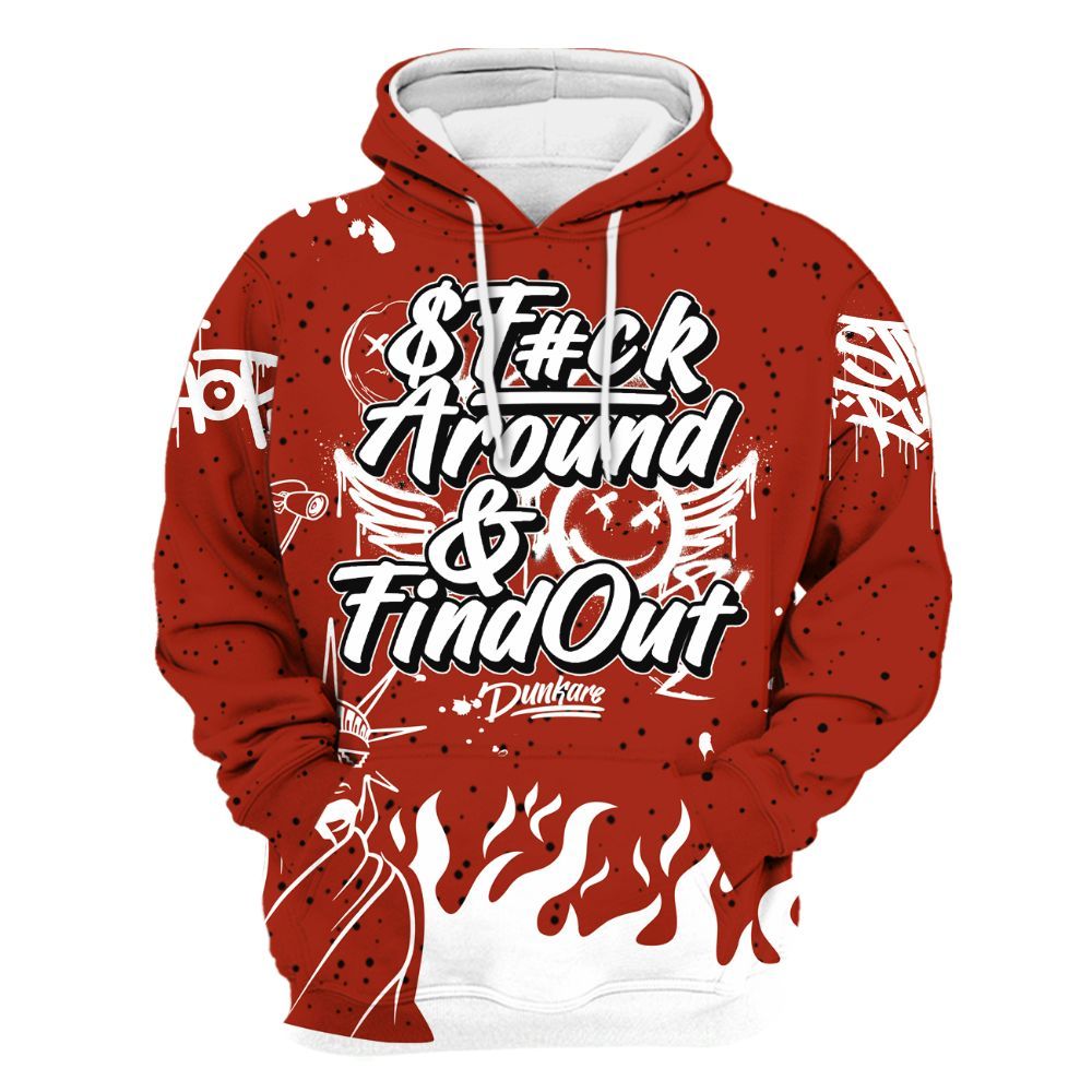 Hoodie To Match Red Cement 4s - Graphic Fck Around Find Out All Over Print
