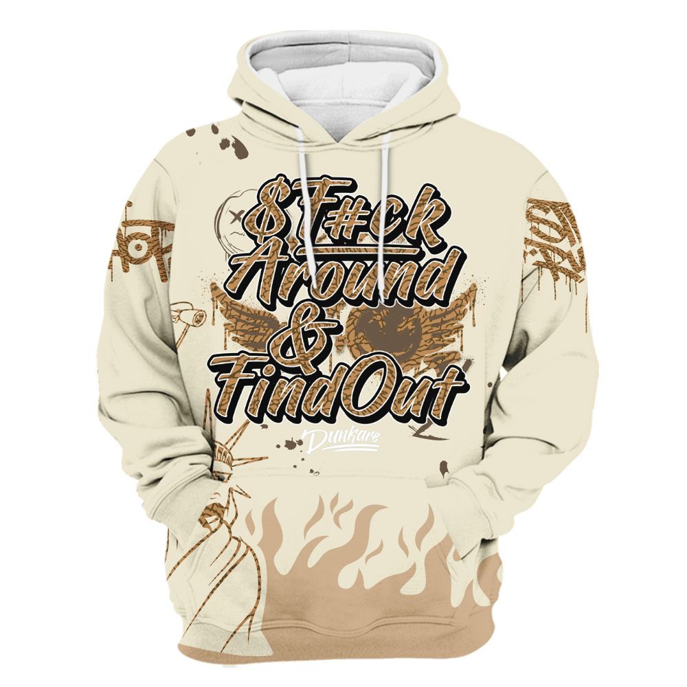 Hoodie To Match Orewood Brown 3s - Graphic Fck Around Find Out All Over Print