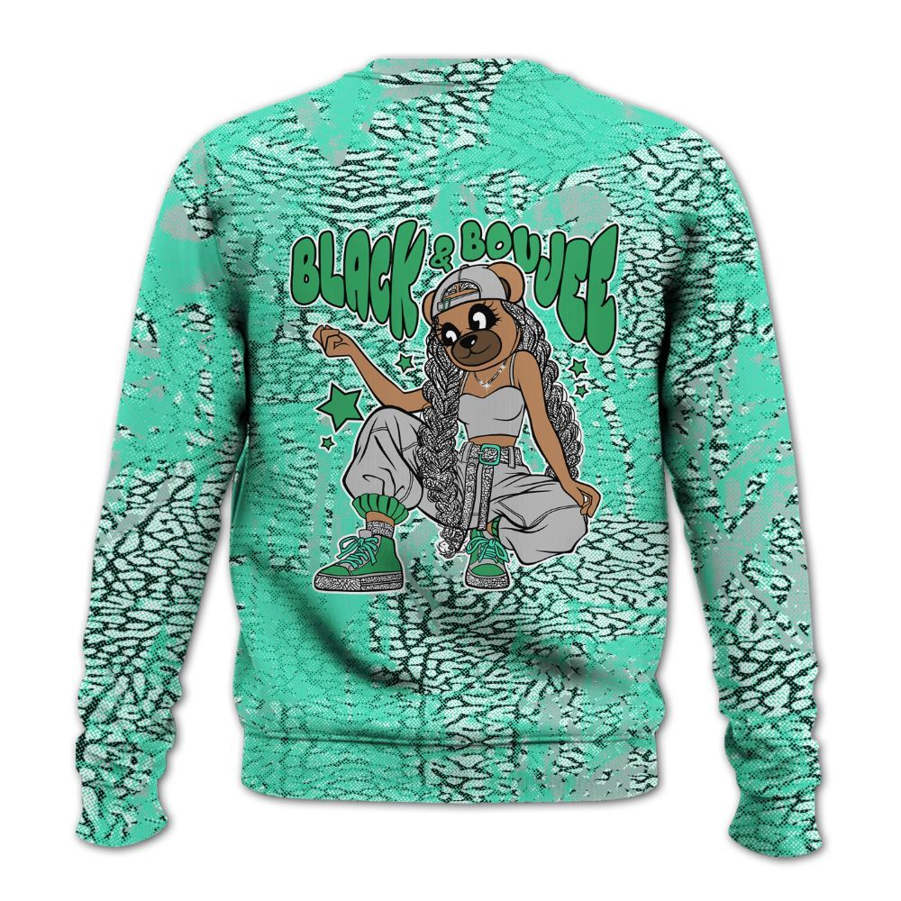 Sweatshirt To Match Black Green Glow 3s - Boujee Girls Bear Heart Grunge All Over Print