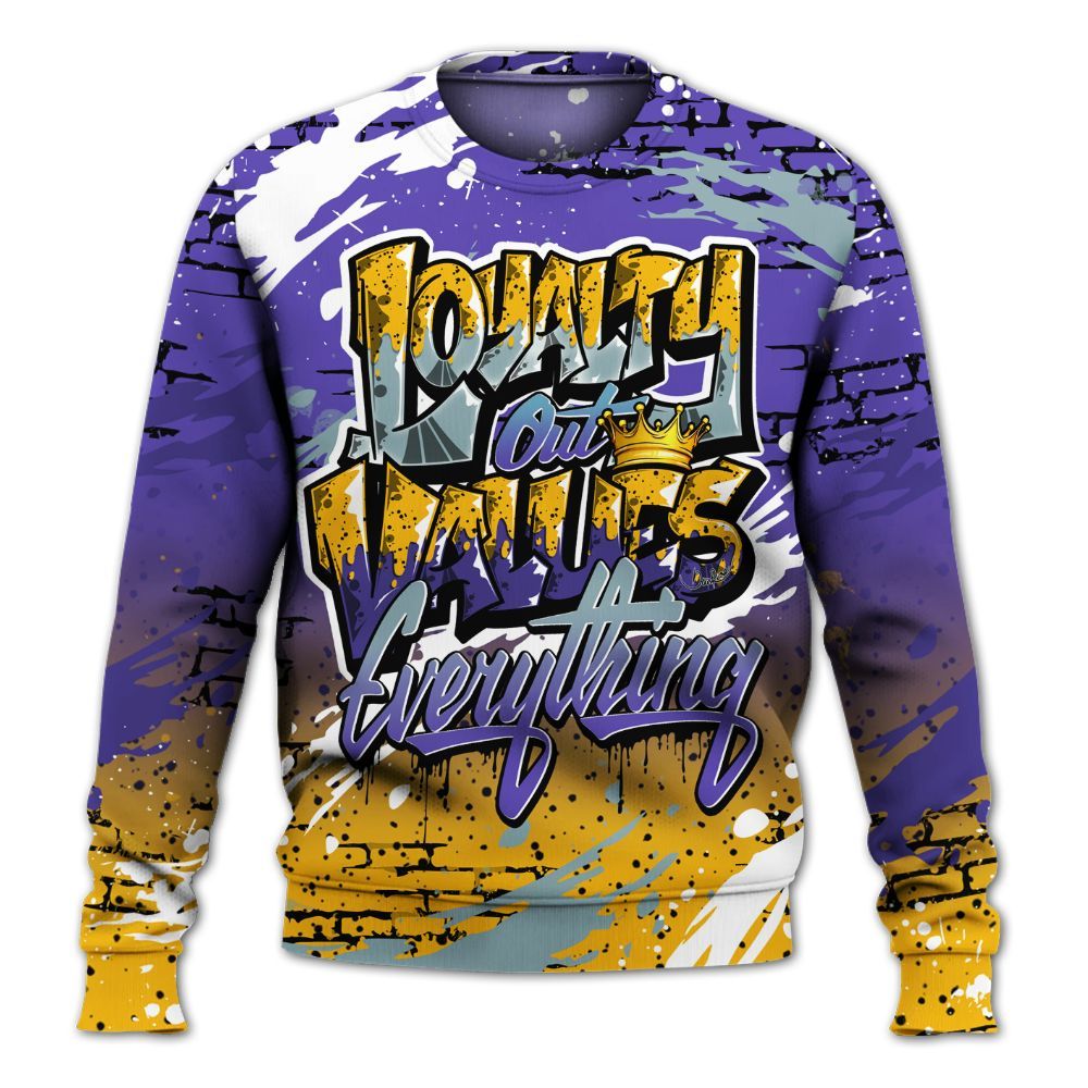 Sweatshirt To Match Imperial Purple 4s - Values Of Loyalty Drip All Over Print