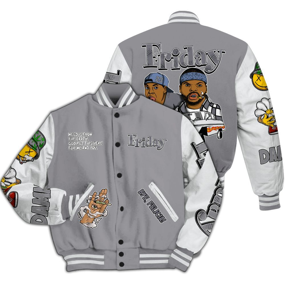 Varsity Jacket To Match Low Cement Grey 11s - Friday Sneaker Stress Style All Over Print