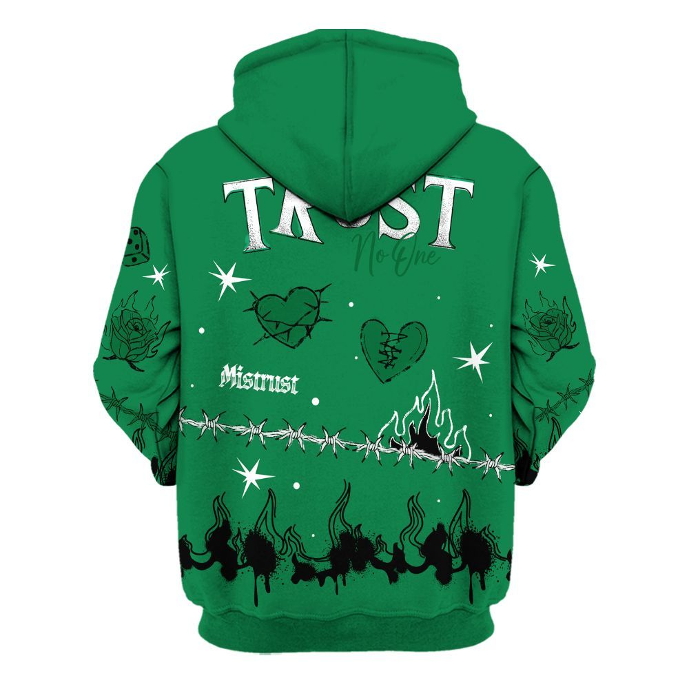 Hoodie To Match Pine Green 13s - Trust No One Snake-Bite Doodle Crayon All Over Print