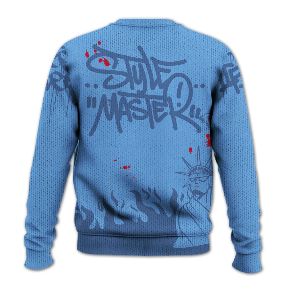 Knitted Sweater To Match University Blue 6s - Graphic Fck Around Find Out