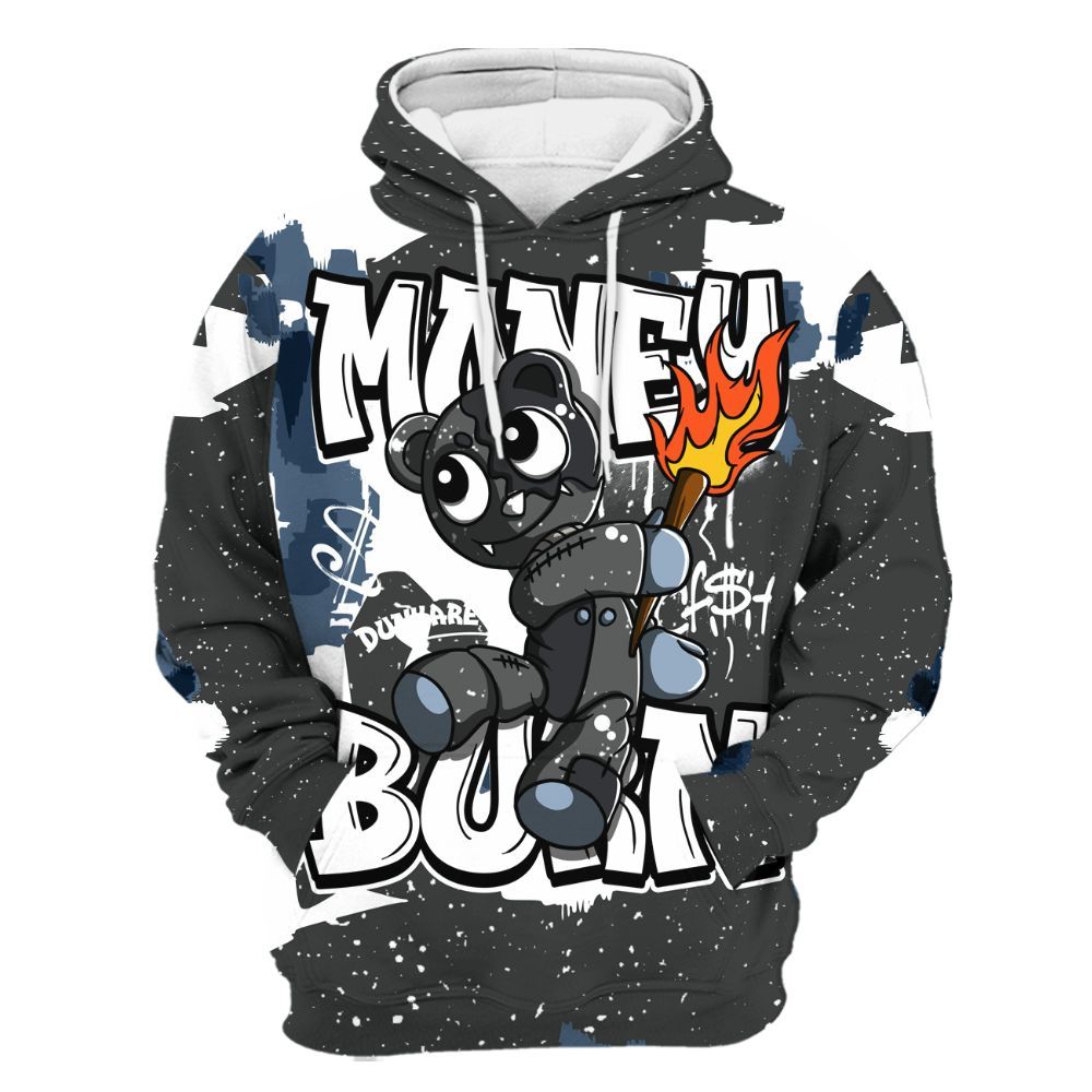 Hoodie To Match Reverse Black White 6s - Money Burn Retro All Over Print