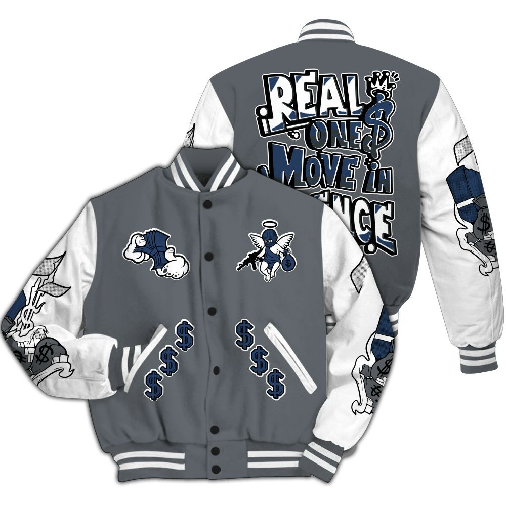 Varsity Jacket To Match Flint Grey 9s - Ones Move In Silence Graphic All Over Print