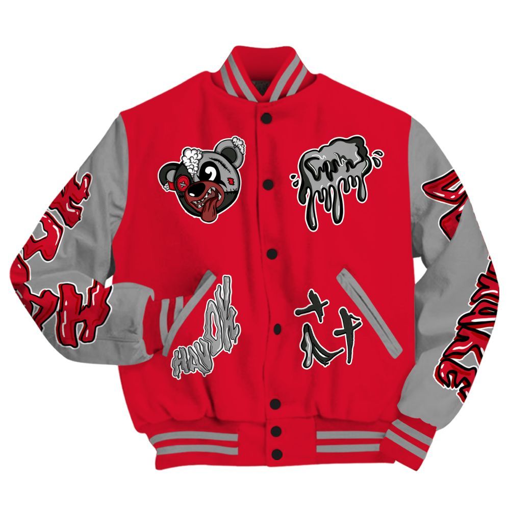 Varsity Jacket To Match Air Max Sunder Gore Tex Fire Red - Havok Bear All Over Print