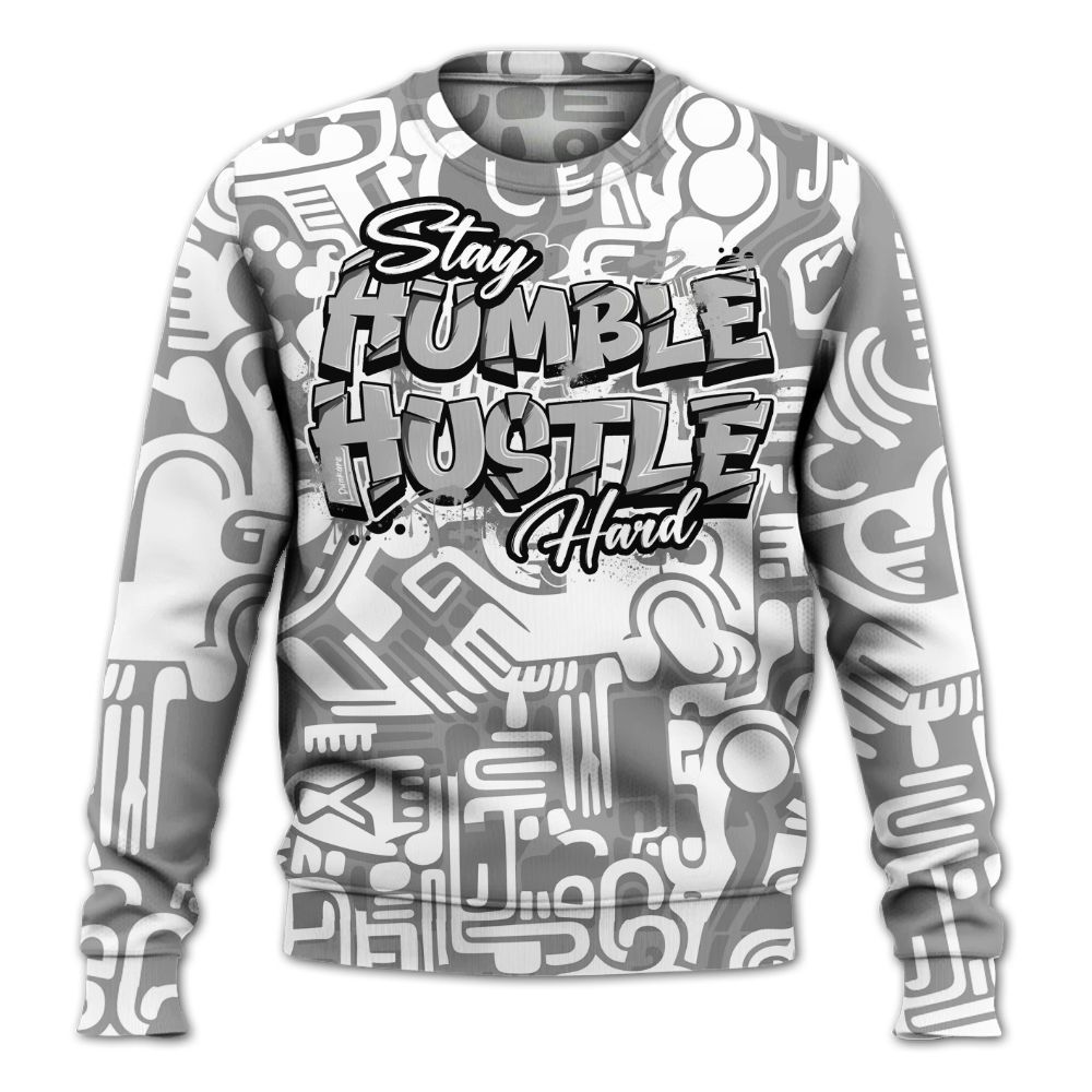 Sweatshirt To Match Black Wolf Grey 12s - Humble Hustle Retro All Over Print