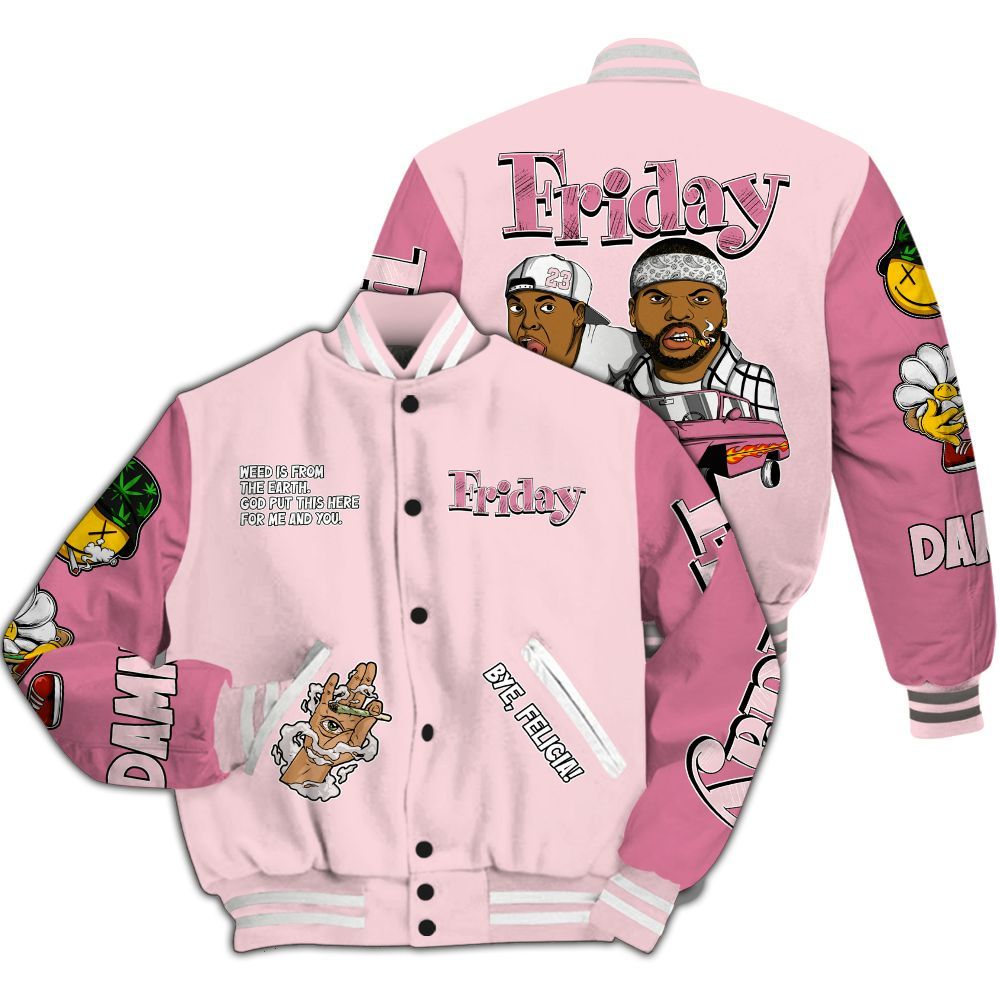 Varsity Jacket To Match GS Pearl Pink 12s - Friday Sneaker Stress Style All Over Print