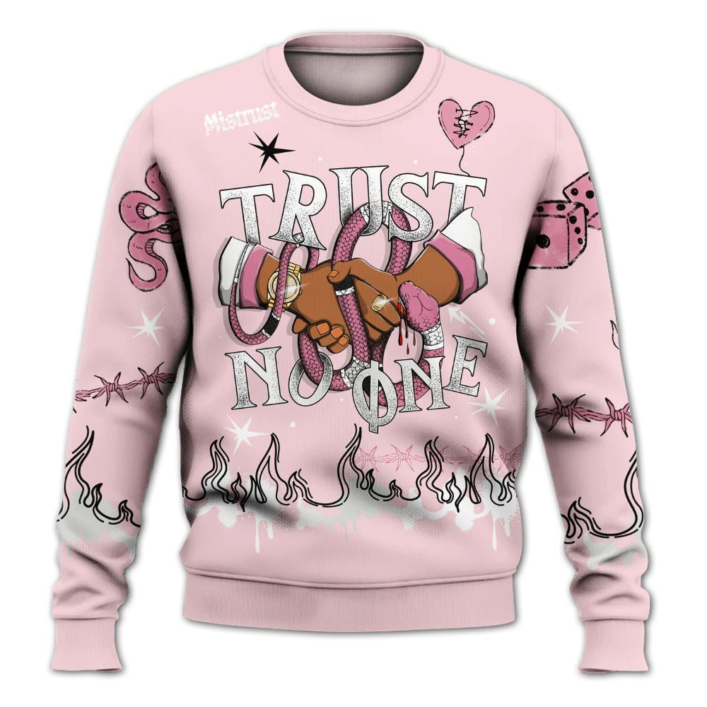 Sweatshirt To Match GS Pearl Pink 12s Shirt, Trust No One Snake-Bite Doodle Crayon All Over Print