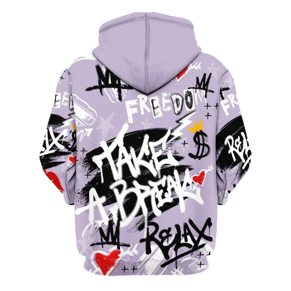Hoodie To Match Low Pure Violet 11s - Take Break Freedom Graffiti Streetwear All Over Print