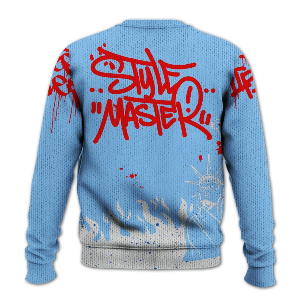 Knitted Sweater To Match University Blue 5s - Graphic Fck Around Find Out