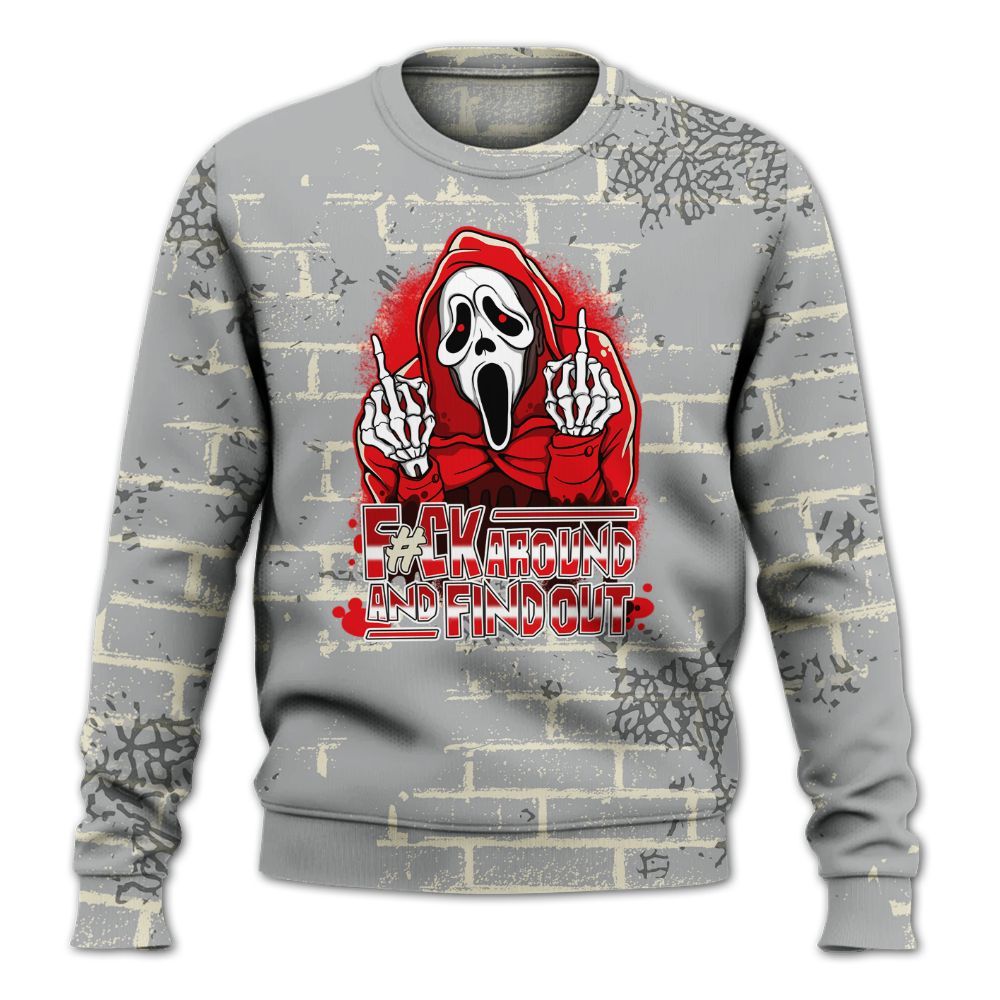 Sweatshirt To Match Cement Grey 3s - F#CK And Find Out Graphic Halloween All Over Print