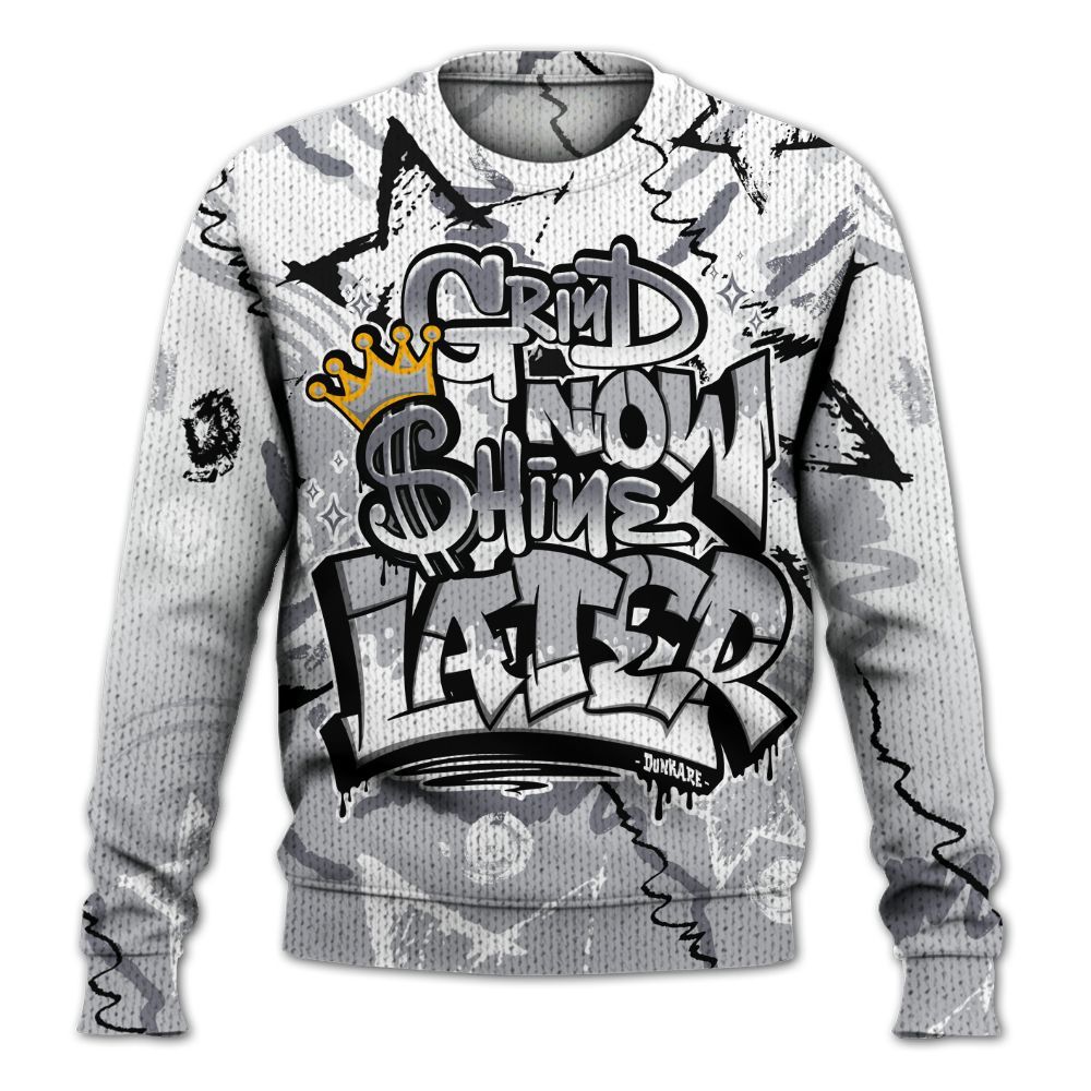 Knitted Sweater To Match Low Cement Grey 11s - Grind Shine Later Drip