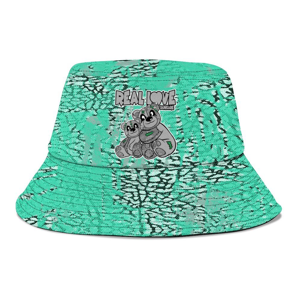 Bucket Hat To Match Black Green Glow 3s - Sincere Fondness Bear Graphic