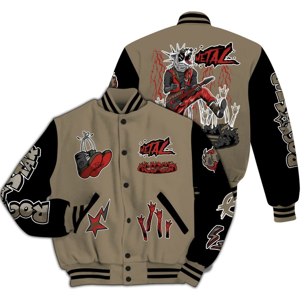 Varsity Jacket To Match Olive 9s - Punk Rock Raccoon All Over Print