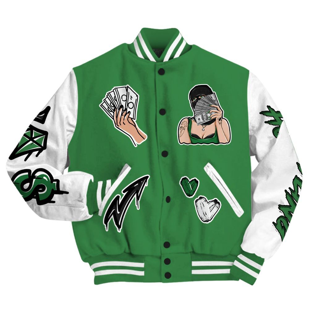 Varsity Jacket To Match Lucky Green 1s - Hustling Unique All Over Print