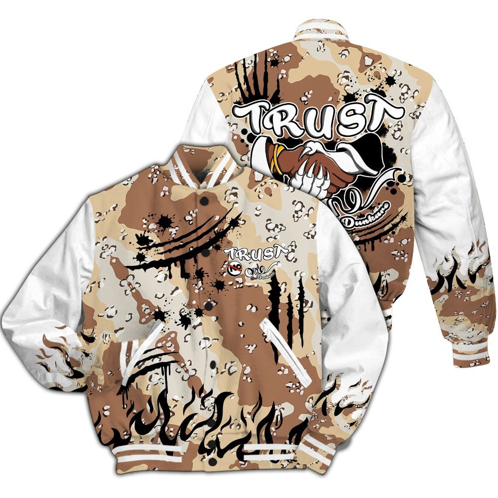 Varsity Jacket To Match Desert Camo 3s - Graphic Trust No One All Over Print
