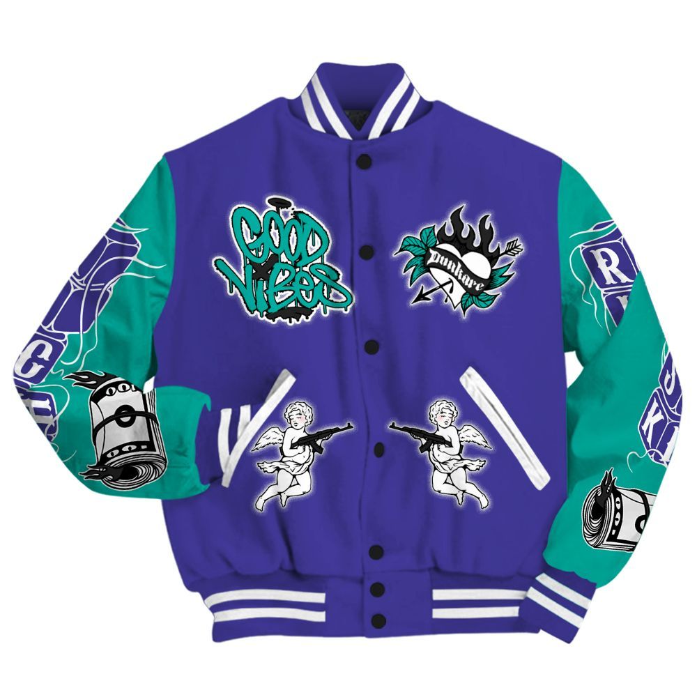 Varsity Jacket To Match Retro Grape 5s - Angel Hustle Money All Over Print