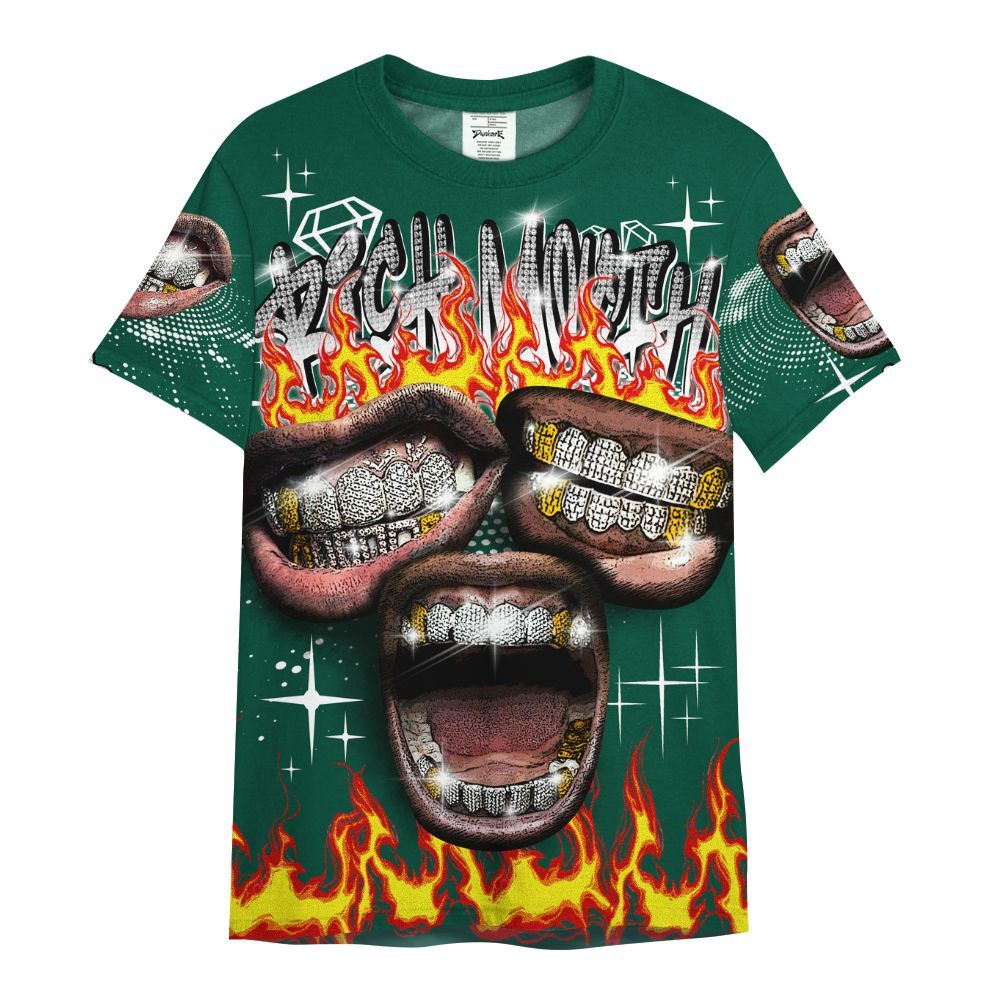Shirt To Match Oxidized Green 4s - Rich Mouth Fire Rap Retro 90s All Over Print