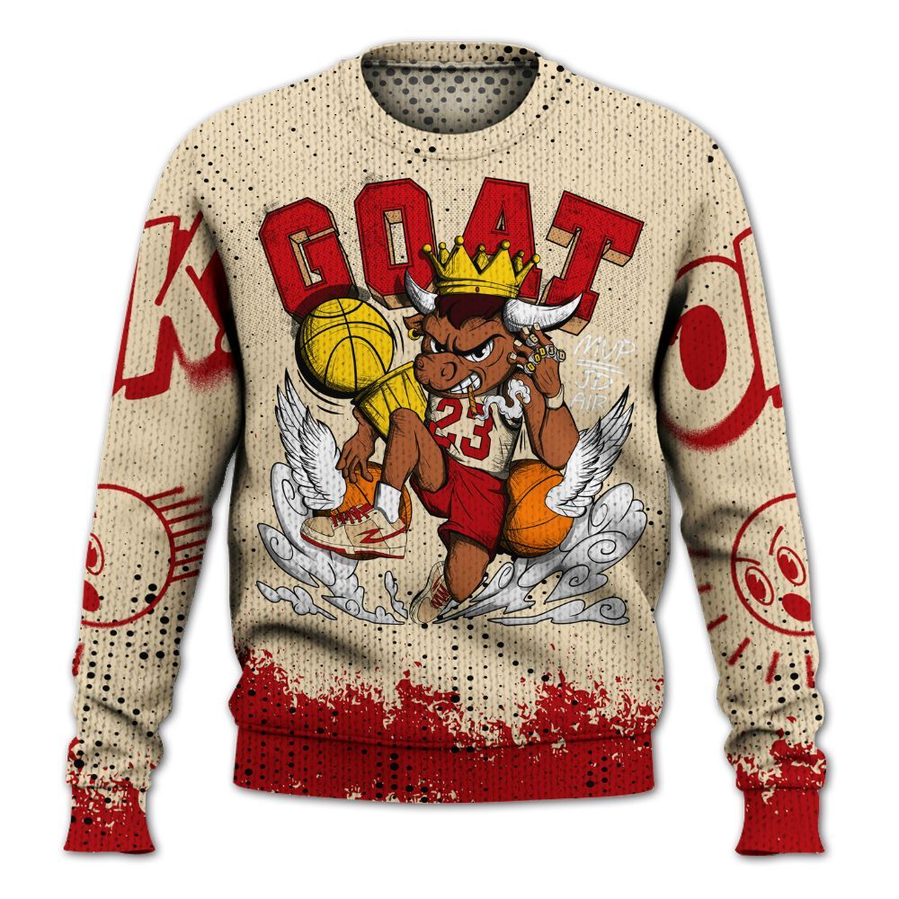 Knitted Sweater To Match Dunk Low Strawberry Waffle - FlightMan Number 23 G.O.A.T