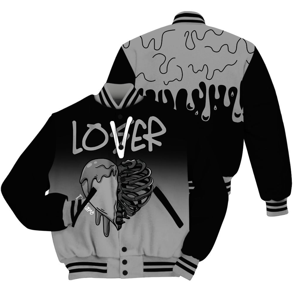 Varsity Jacket To Match Black Wolf Grey 12s Shirt, Loser Lover Dripping All Over Print