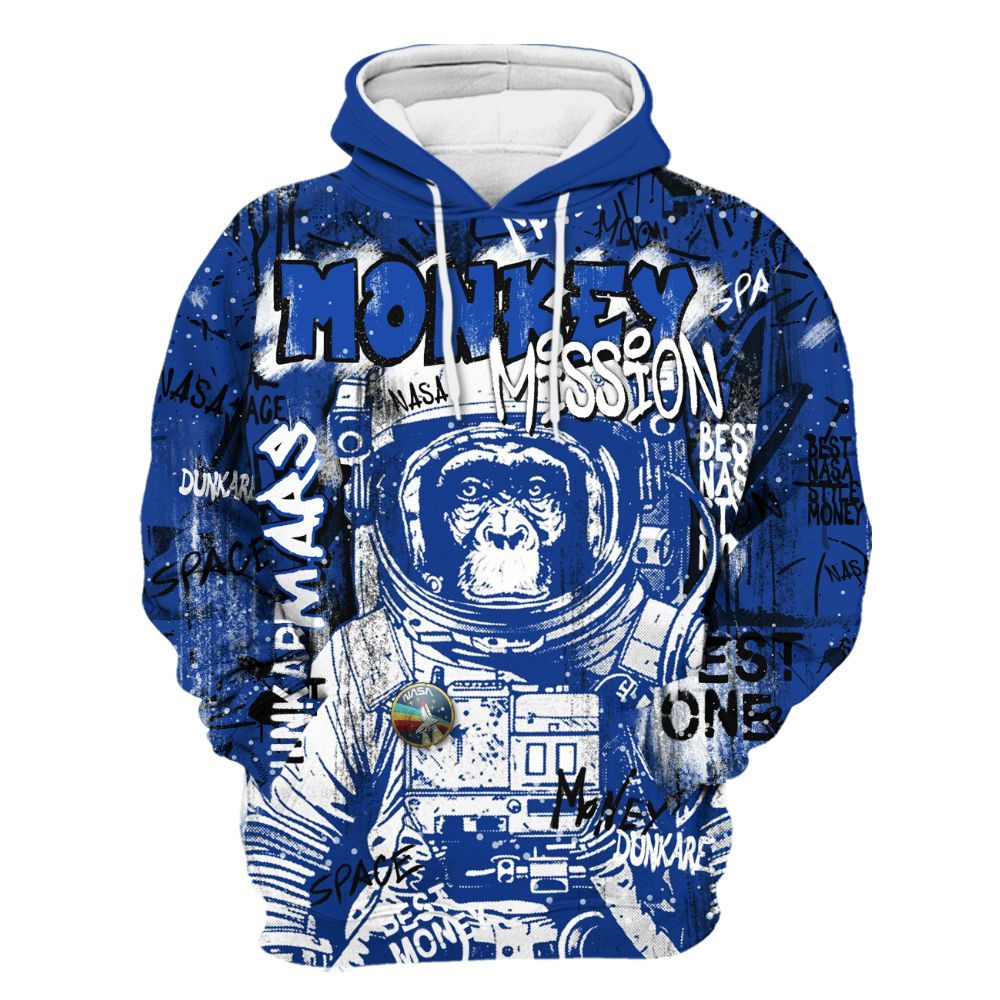 Hoodie To Match Air Foamposite One Royal - Monkey Misson Space All Over Print