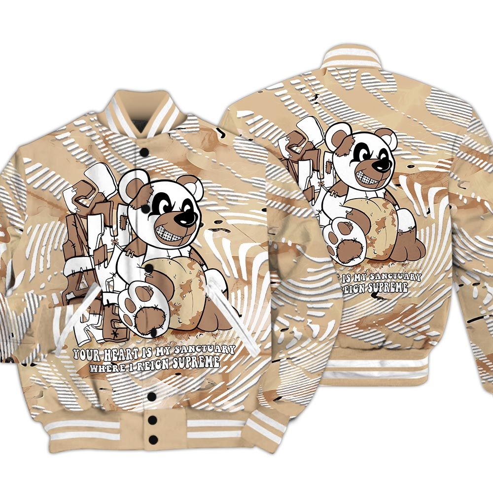 Varsity Jacket To Match Desert Camo 3s - Possession Bear Fume Varsity Jacket Unisex