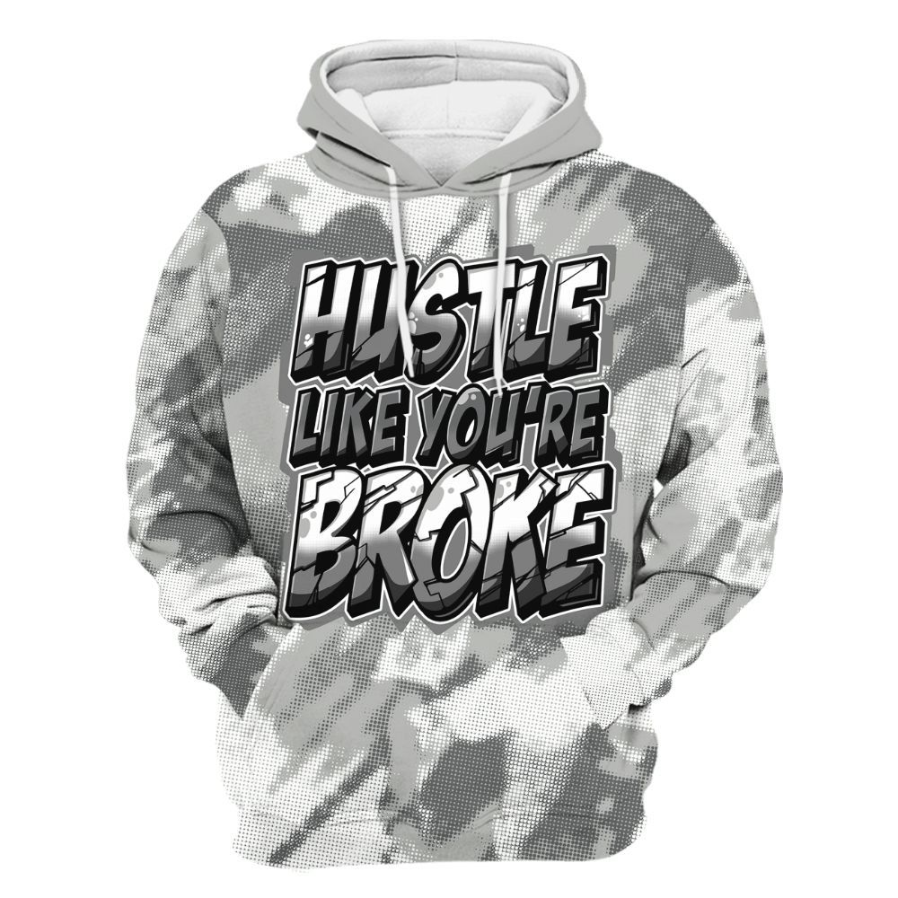 Hoodie To Match Paris Cement Grey 4s - Hustles Like Broke Abstract All Over Print