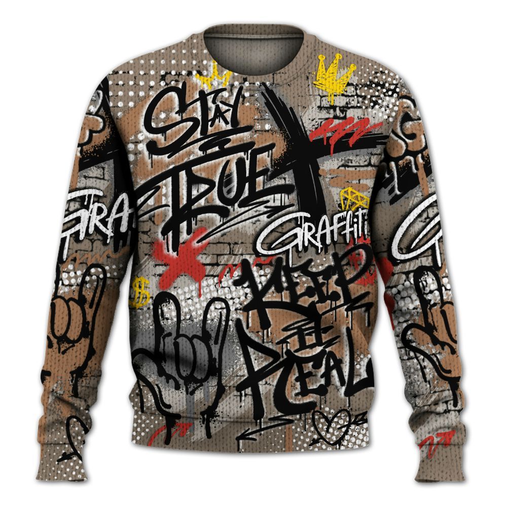 Knitted Sweater To Match Air Max Rocky Distressed - True It Real Graffiti Streetwear