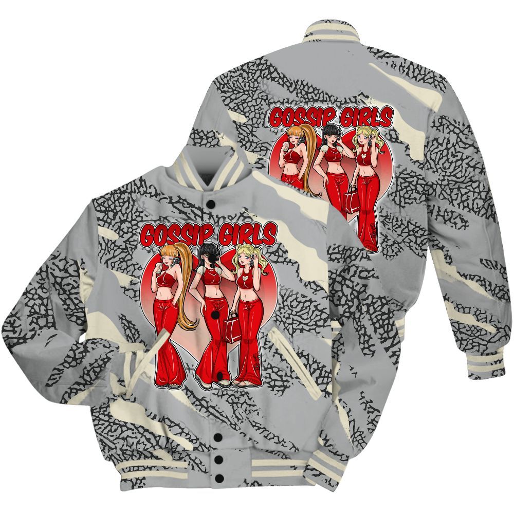Varsity Jacket To Match Cement Grey 3s Shirt - Gossip'Girls All Over Print