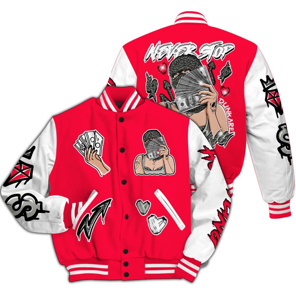 Varsity Jacket To Match Retro Fire Red 3s - Hustling Unique All Over Print