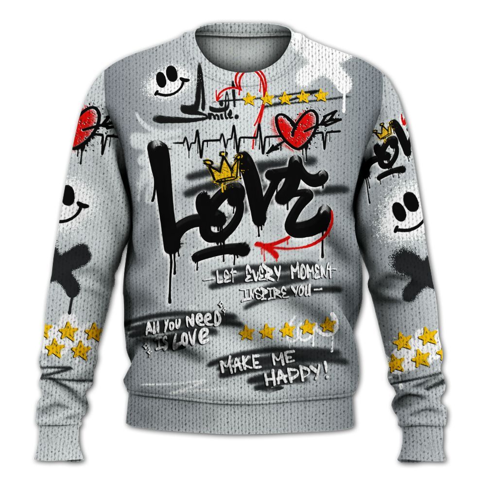 Sweater To Match Cap And Gown 6s - Happy Love Beats Graffiti Streetwear Graphic