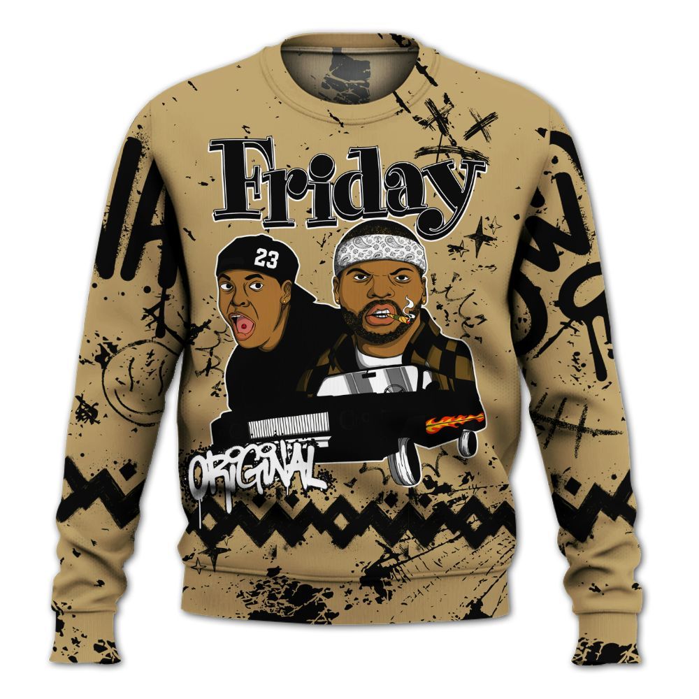 Sweatshirt To Match High OG Black Metallic Gold 1s - Friday Sneaker Crayon All Over Print