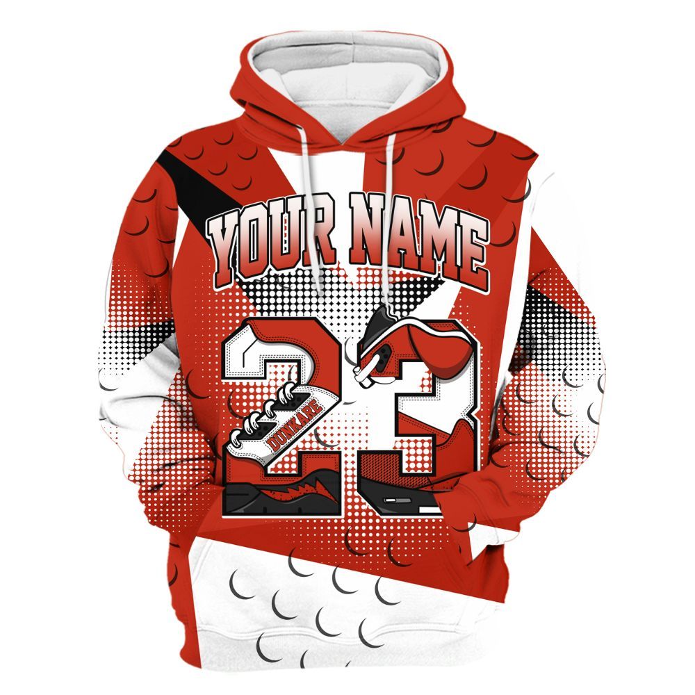 Hoodie To Match Red Cement 4s - Poly Custom Name Number 23 5s All Over Print