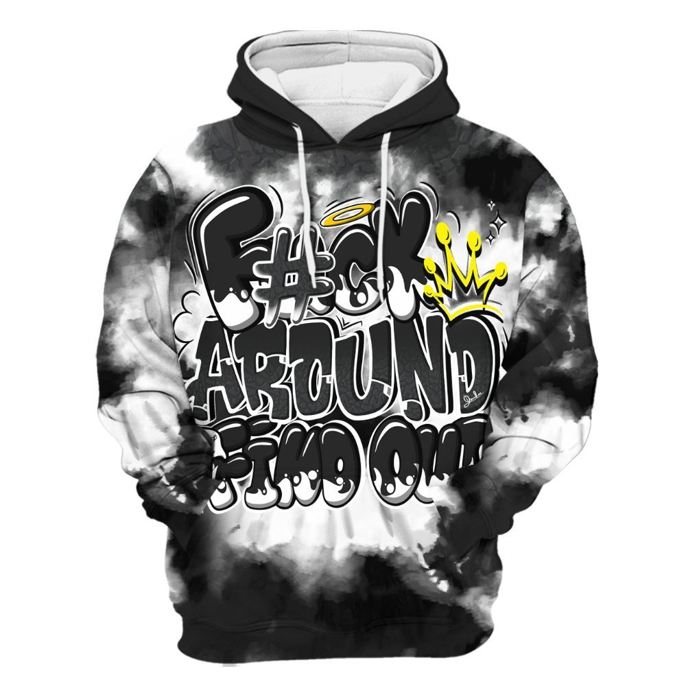 Hoodie To Match Black Cat 3s - Tie Dye FK Around Find Out All Over Print