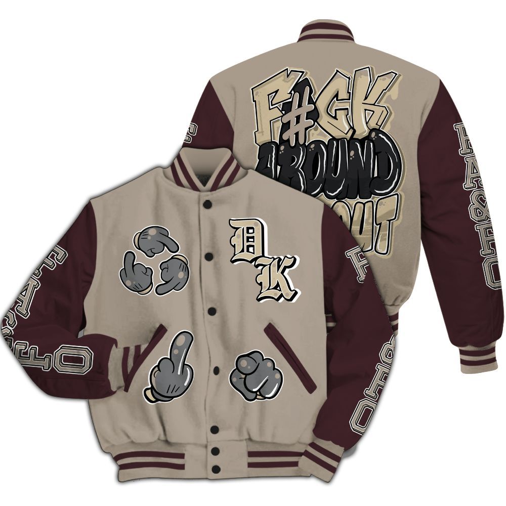 Varsity Jacket To Match AMM Retro Phantom 4s - F Around Find Out Graphic All Over Print