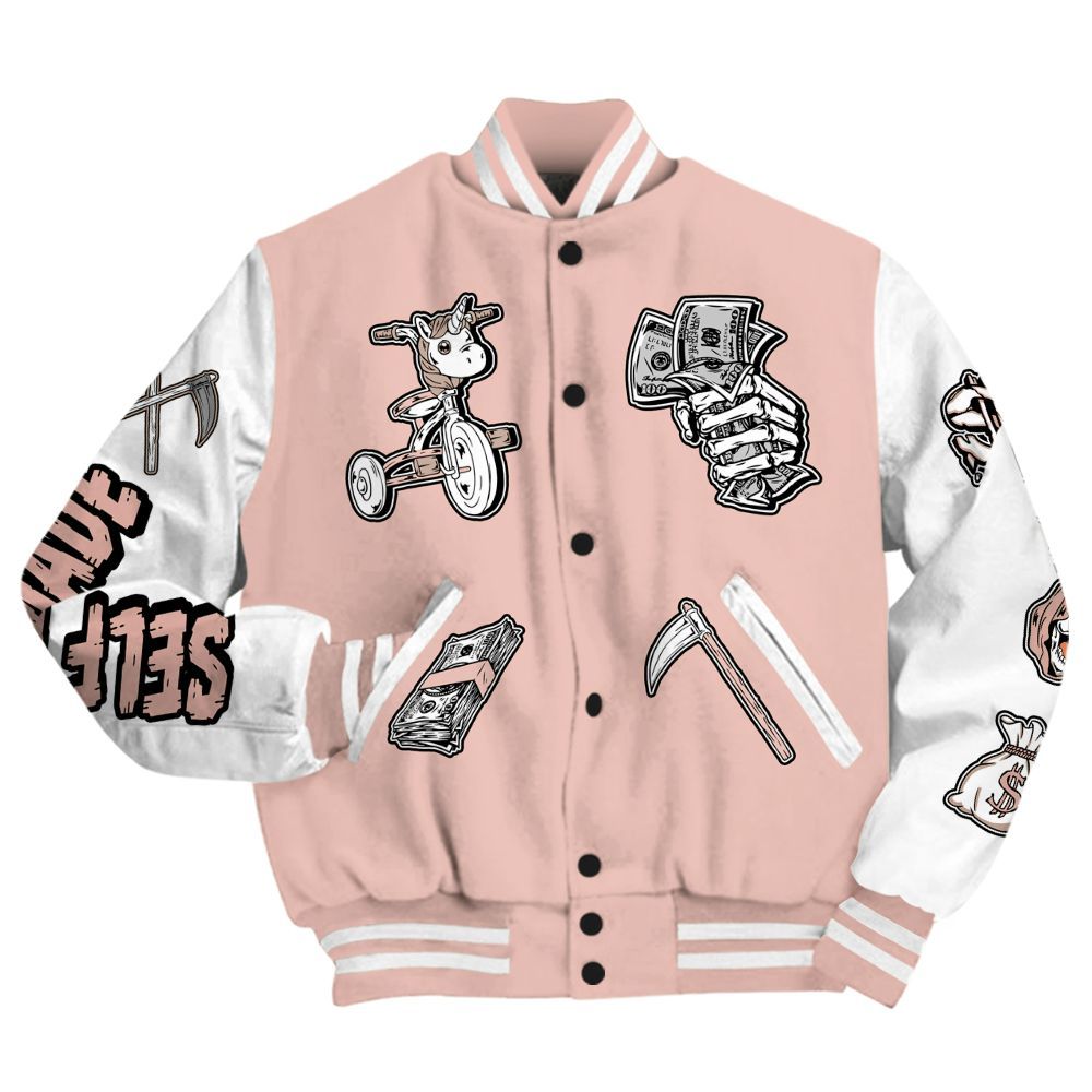 Varsity Jacket To Match Dunk Low Pink Velvet - Self Make Skeleton All Over Print