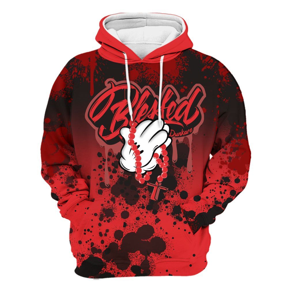 Hoodie To Match Chile Red 9s - God Blessed Ink Drip All Over Print