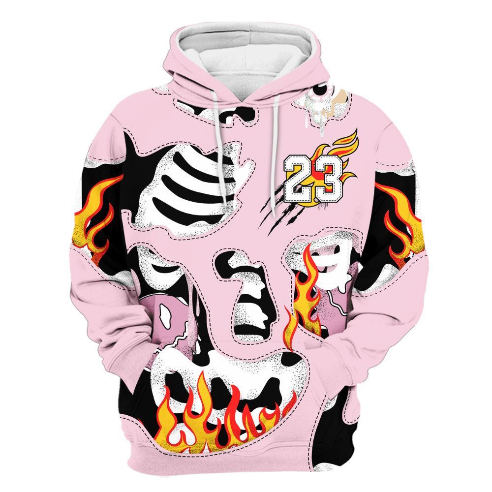 Hoodie To Match Orchid 4s - Skeleton Smile Flame Drip All Over Print