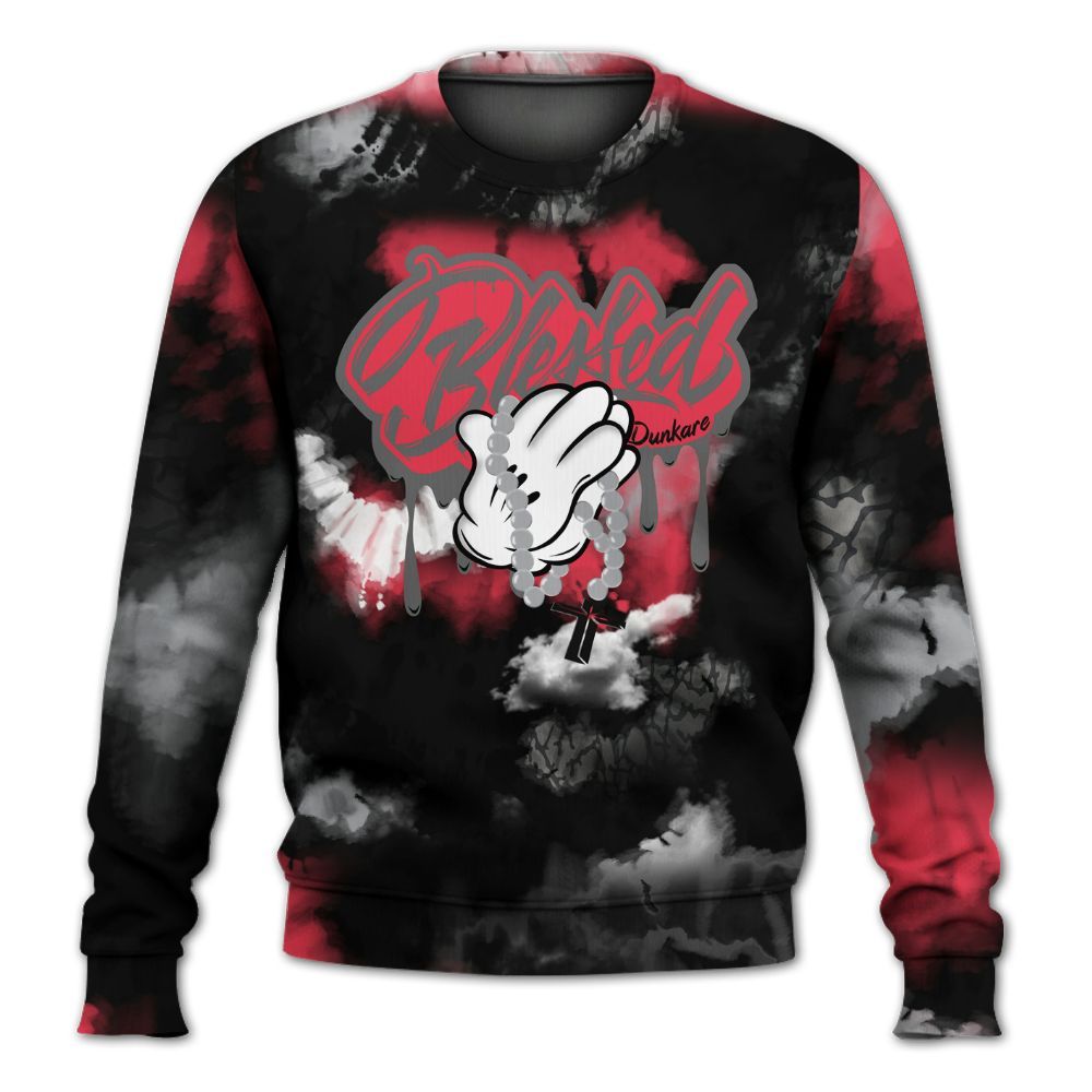 Sweatshirt To Match Black Cement 3s - God Blessed Tie Dye All Over Print