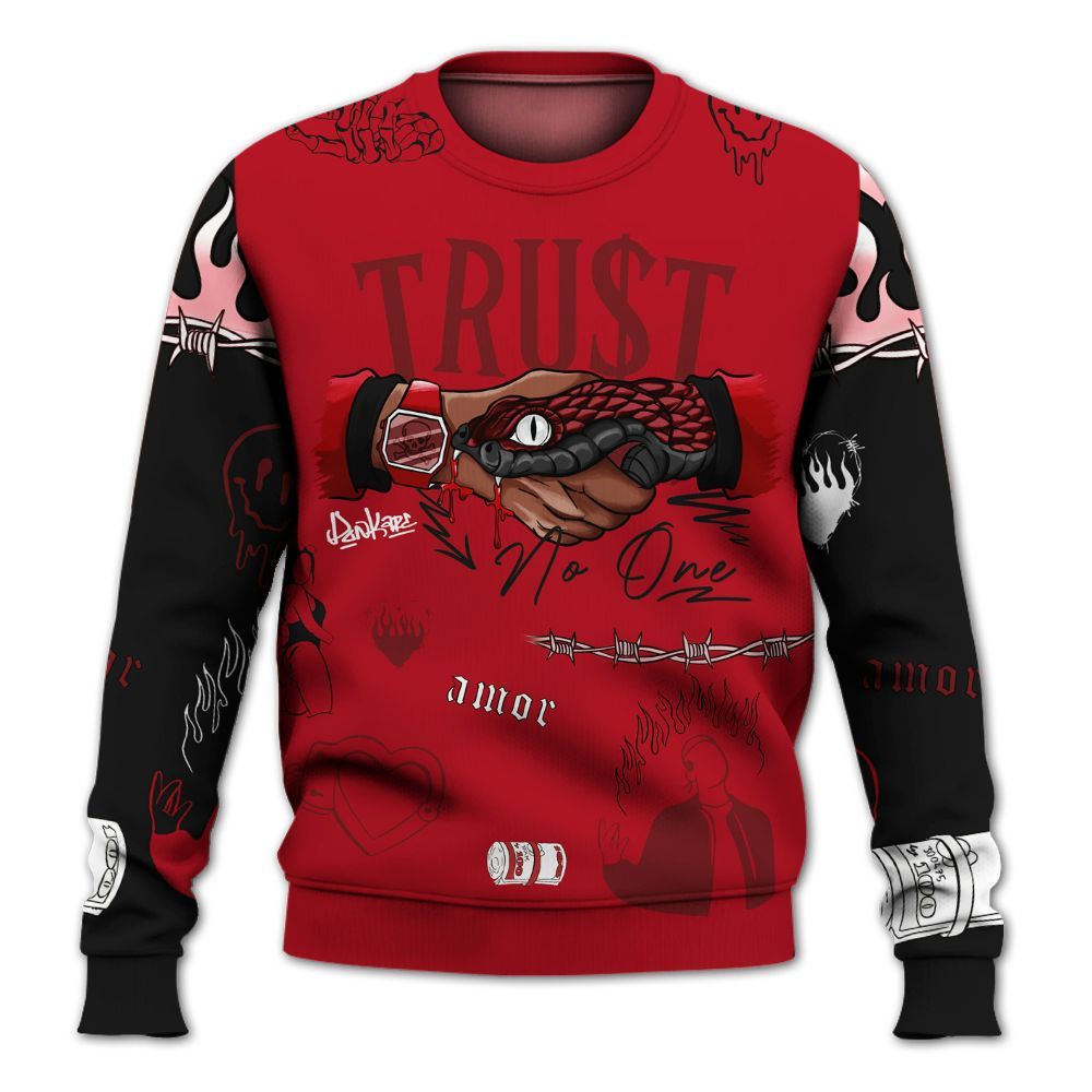 Sweatshirt To Match Bred Velvet 11s - Snake Trust No One All Over Print