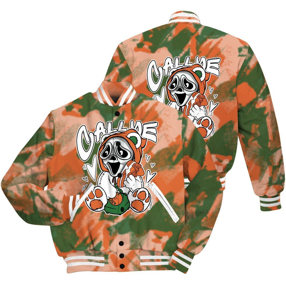 Varsity Jacket To Match Low Miami 5s Shirt - Call Me Bear Abstract Halftone All Over Print