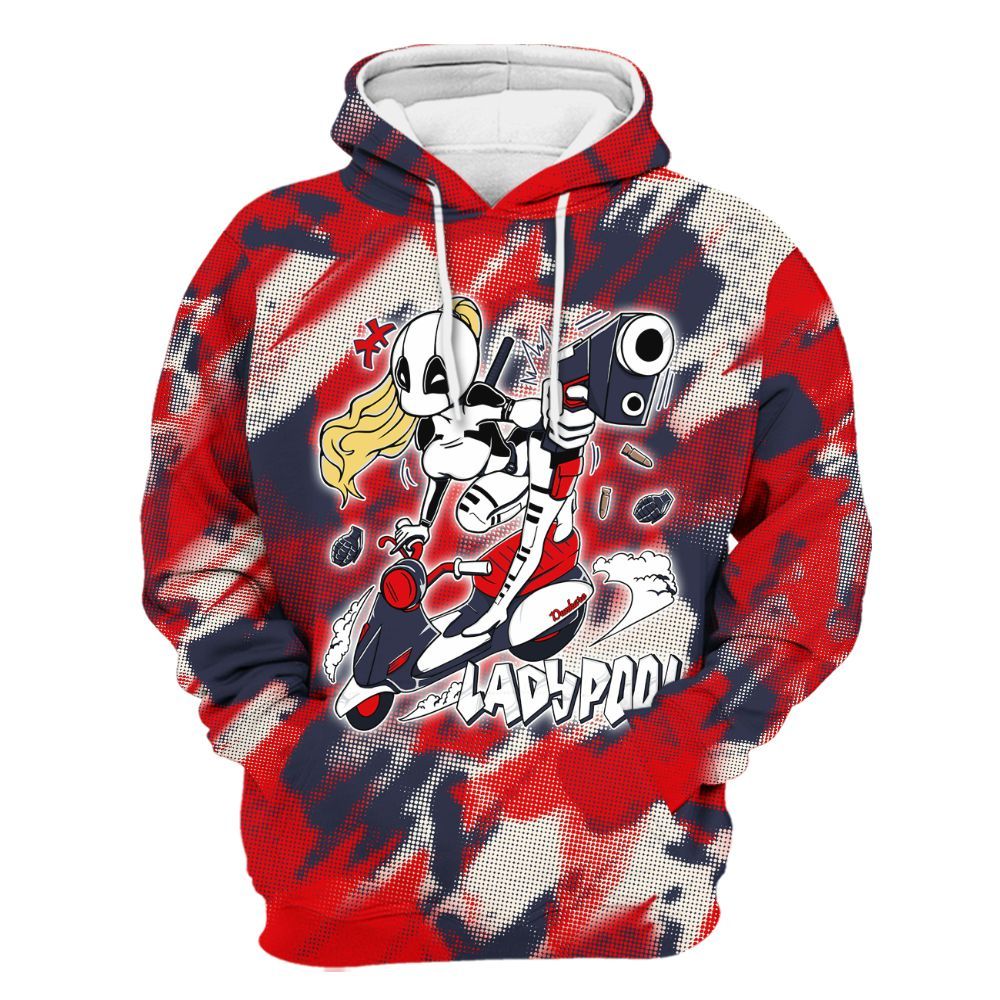 Hoodie To Match Low OG Howard University 1s - Lady Pool Cartoon Abstract Halftone All Over Print